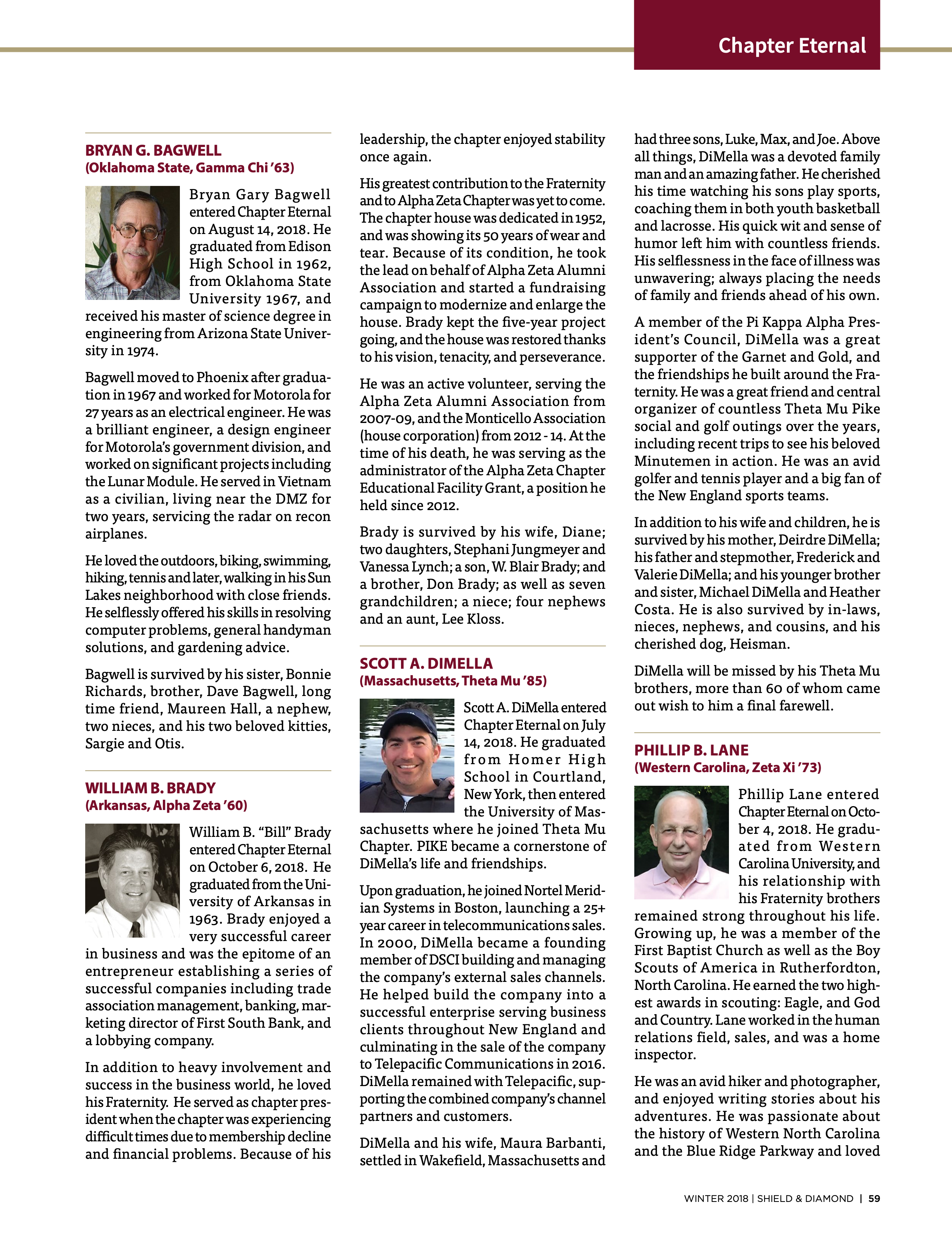 Chapter Eternal, Winter 2018